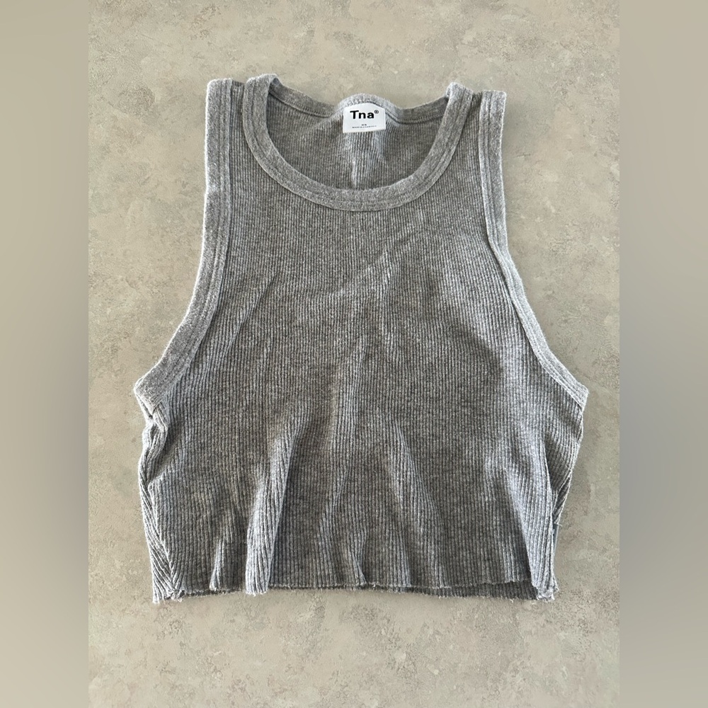 TNA Gray Ribbed Cropped Tank